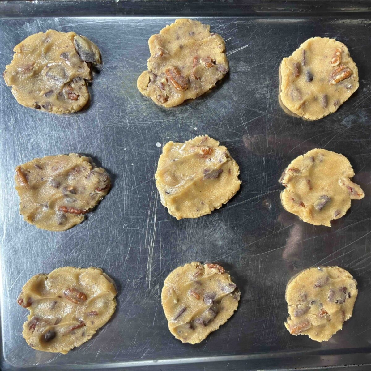 Cookies on baking sheet ready to bake.
