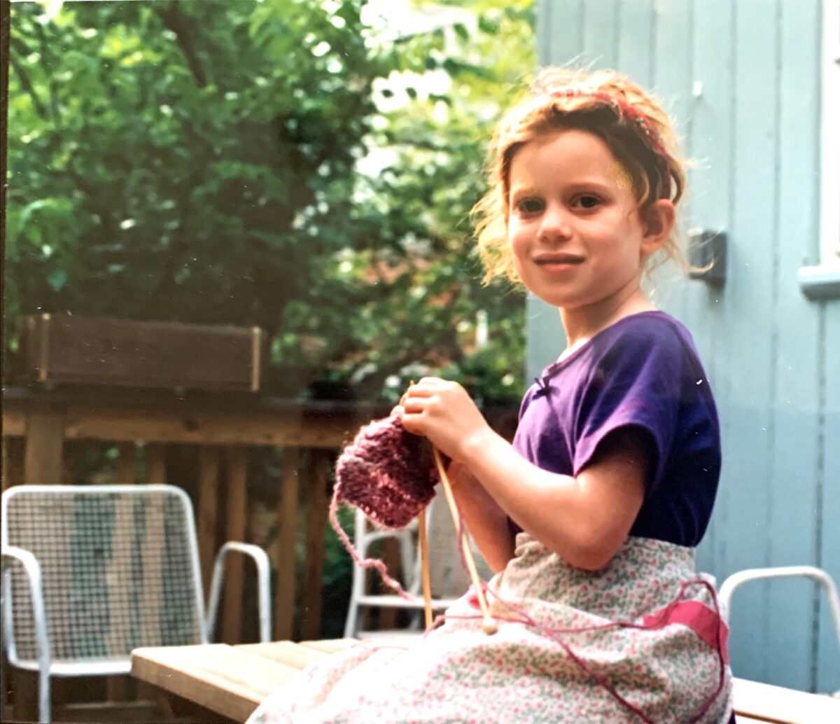 Rose knitting as a child